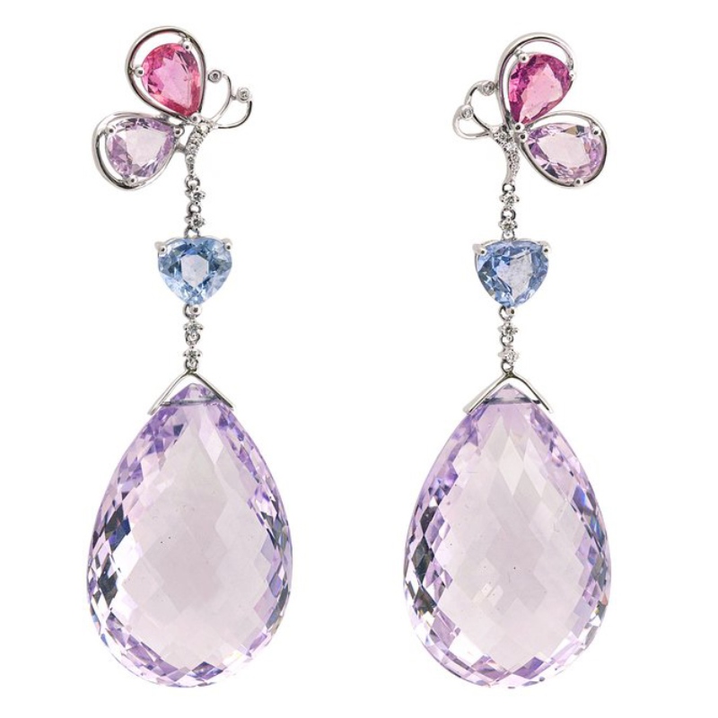 Fáinní cluaise pendant féileacán airgid steirling 925 claw ag socrú ceardaíocht an tSín Ruifanbao monarcha próiseála seodra