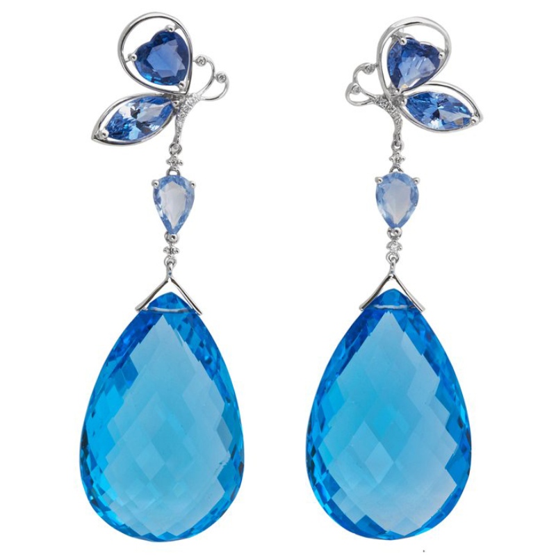 Fáinní cluaise pendant féileacán airgid steirling 925 claw ag socrú ceardaíocht an tSín Ruifanbao monarcha próiseála seodra