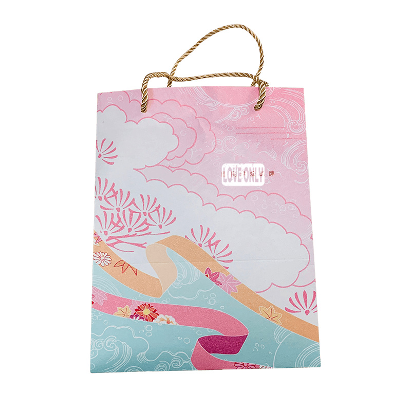 Roosad kingikotid, millel on kuldsed käepidemed, Kraft Paper Bags peokotid
