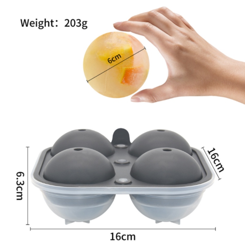 Bosca nua haca oighir ceithre shilicón mór liathróid fuisce babhta múnla déanta oighir plaisteach