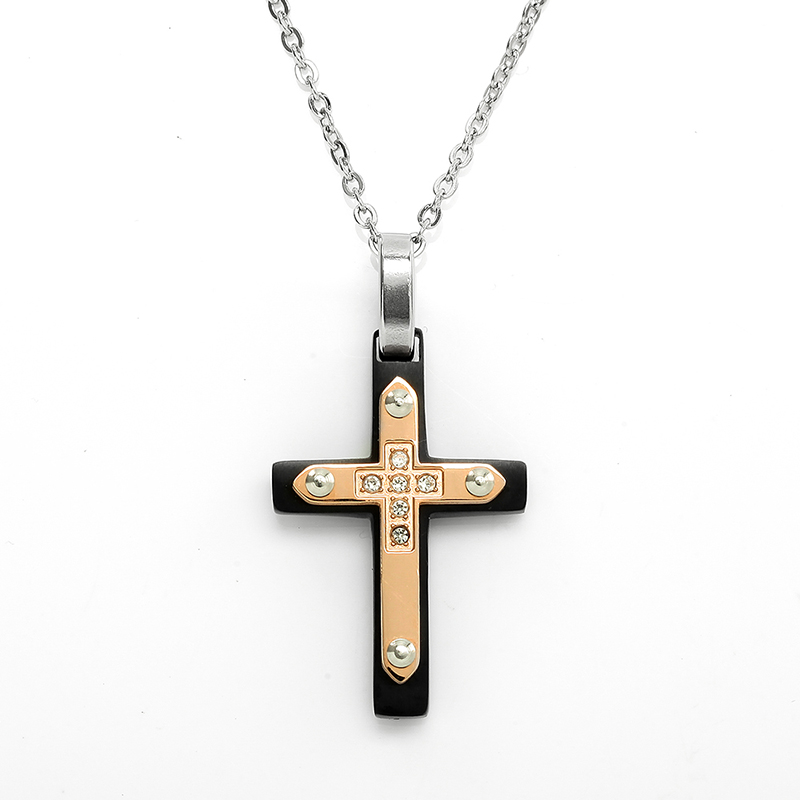 Stainless Steel Two-Tone Cross Pendant Itaalia Kaelakee hulgimüük