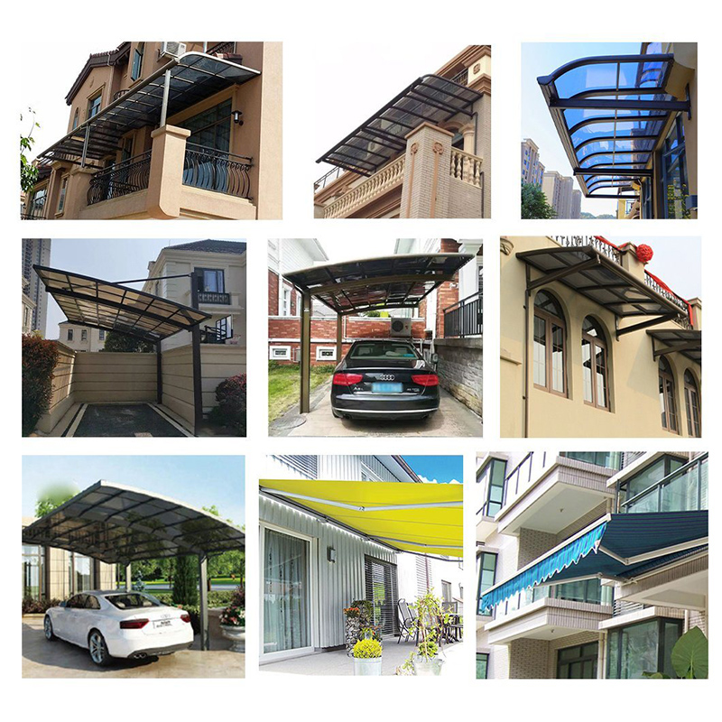 Struchtúr Gléasta Gréine Awning BALCÓIN Carport uiscedhíonach Dearadh Nua Dearadh Mór Allamuigh Gazebo Alúmanam Ceannbhrat Carport Alúmanam Branda Gazebos Nua le Díol Garáistí Tarraingthe Carport Polacarbónáit