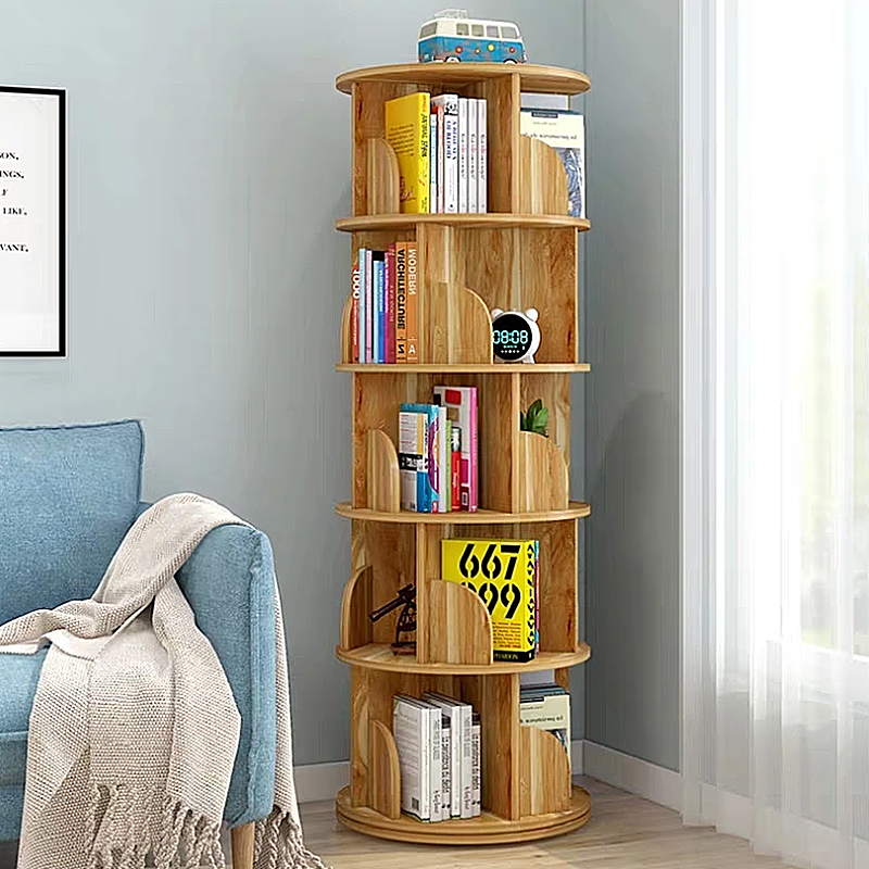 TMJ-2050 Custom Modern Home Wood White Revolving Storaging Holders Racks Roting Bookscase shelf