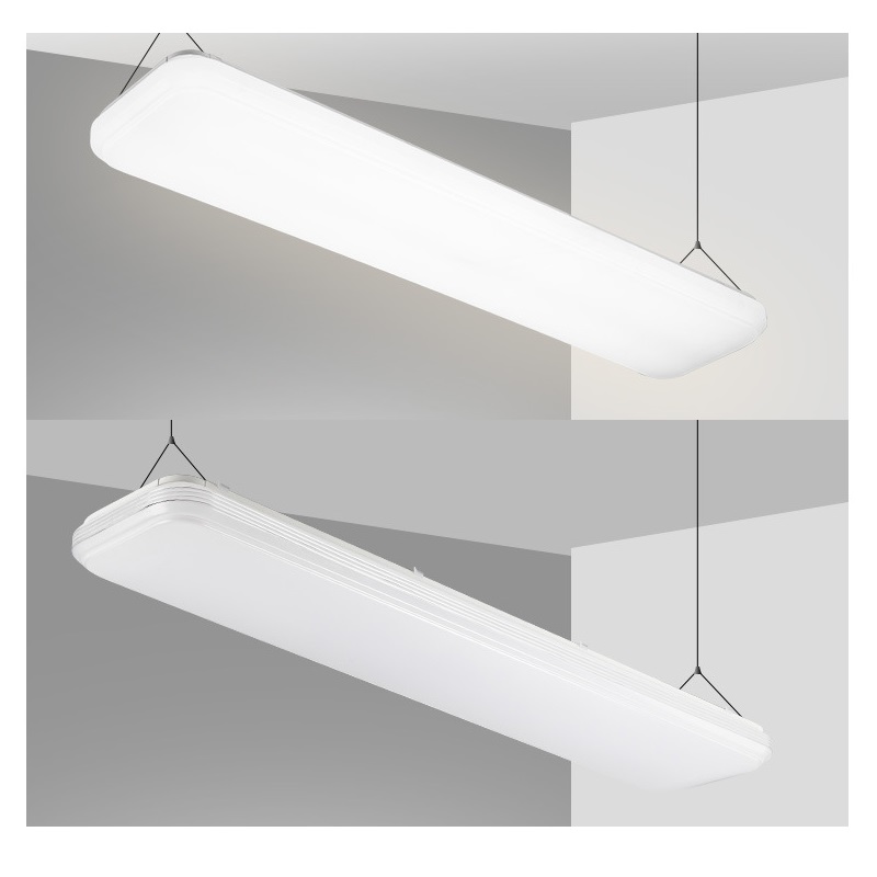 4FT LED Commercial Wraparound Shop Light Fixture 60W Low Bay Linear Flushmount Office Ceiling [4 latern 32W Fluorestsent ekvivalent] 5000K Daylight White ETL Listed