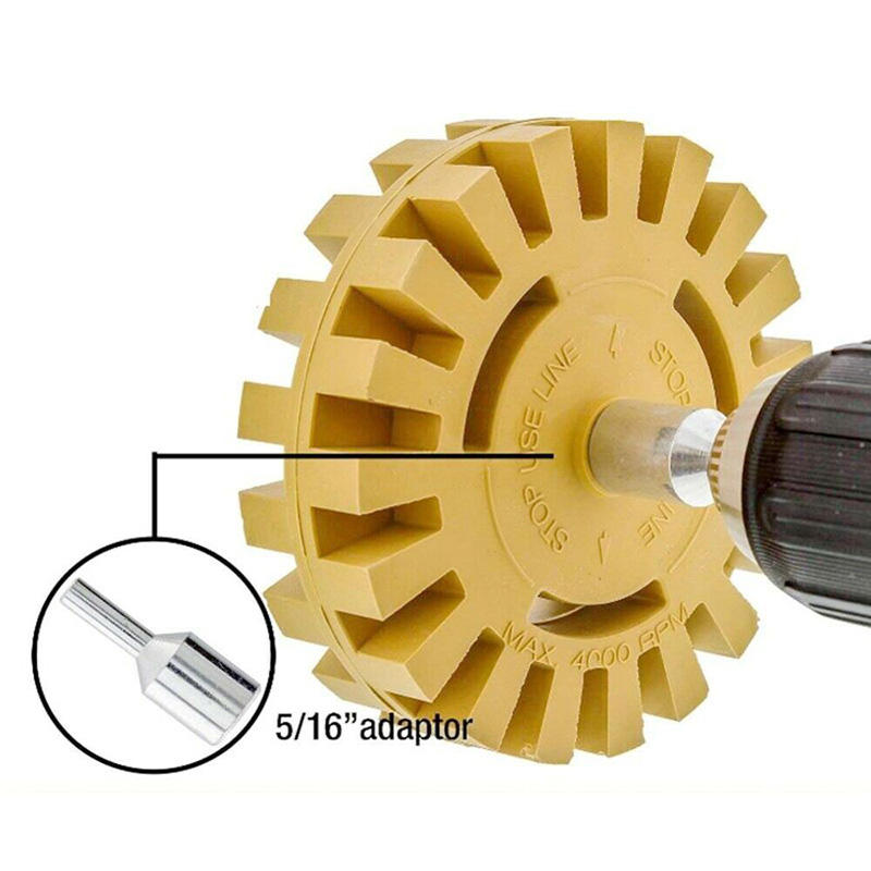 Factory Price Rubber Eraser Wheel koos drill adapteriga Kit Decal Pintriip Kleepuja eemaldaja