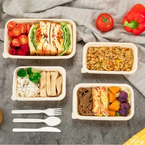 Coimeádáin stórála bia indiúscartha indiúscartha cruth cearnógach atá cairdiúil don chomhshaol coimeádán bia in-bhithmhillte stáirse arbhar