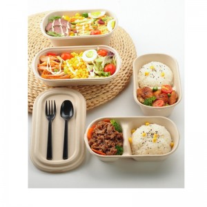 Boscaí mearbhia beir leat beir leat coimeádáin phacáistithe bia bagasse in-bhithmhillte le clúdach soiléir