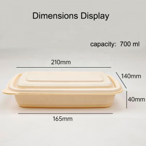 Keskkonnasõbralikud pakendid kiirete toiduainete pakendid kast Biolagundatav maisitärklise ristkülik Toidumahuti