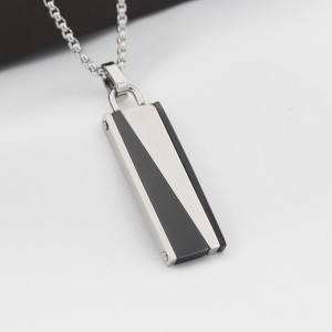 Mens Womens Jewelry Stainless Steel Pendant Two-tone Black Plated Necklace Chain