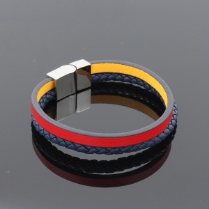 Seodra Leathar Faisean Bráisléad Leathar Fíor-Leagan Braite Leathar Braidáilte Cruach Dhosmálta