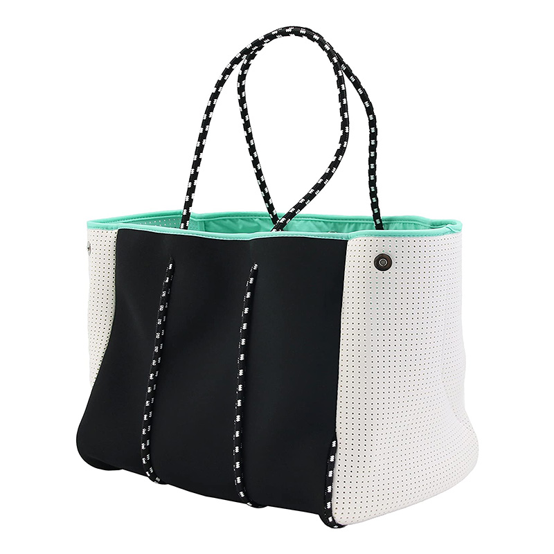 Mála Siopadóireachta Tote Ilchuspóireach Saincheaptha Mála Trá Neoprene le Póca Zipper Istigh