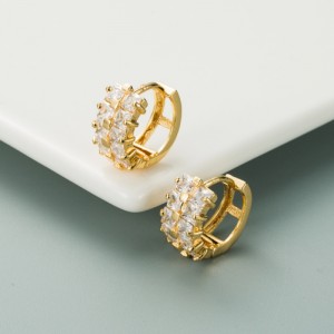 Sraith Rainbow Sraith Eorpach agus Meiriceánach Cluaise Pearsantachta Copper Óir-Plátáilte Micri-Inleagtha Dath Double Double Earrings Hip-hop