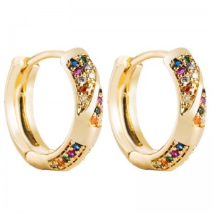 Earrings Stíl Eitneachna hEorpa agus Meiriceánach Cruthaitheacha Creative Geometric Hollow Earrings baineann copar Plátáilte Real Micrea-Inleagtha Micrea-Inlaid Siorruithe