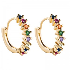 kõrvarõngad Euroopa ja Ameerika piiriülesed allikad Värvilised tsirkoni geomeetrilised ümmargused kõrvarõngad hip hop vaskpaar kullatud juveelid