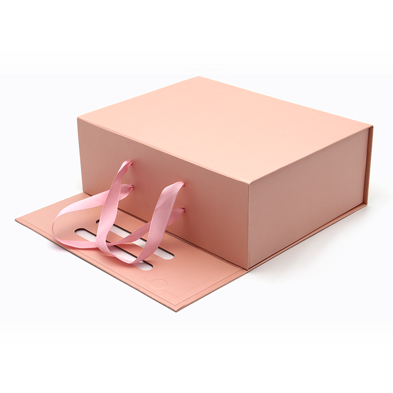 Custom Logo Clóbhuailte Páipéar Fillte Pacáiste Pacáiste Cosmaideacha Pacáistiú Boscaí maighnéadacha Pink le láimhseáil