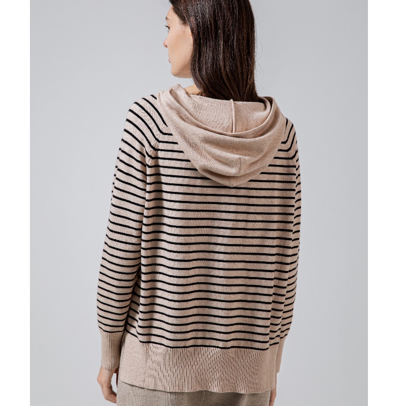 Treocht faiseanta Fondúireacht Simplí Joker Fondúireacht Knit Hoodie Striped Top 68060#