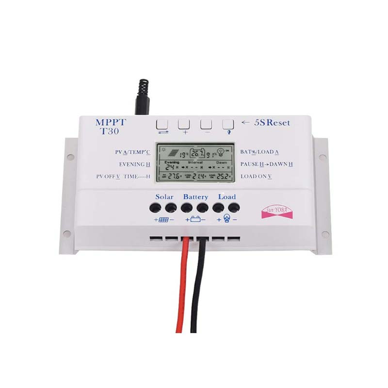 MPPT T30 30A Rialaitheoir Muirear Gréine 5V USB Charger 12V 24V Auto Gréine Painéal Gréine Ceallraí LCD Rialtóir Charger Taispeáin