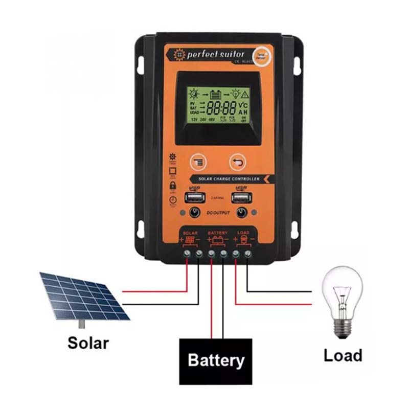 PWM PWM 30A 12V 24VDC Gréine Gearrthearna Gréine Rialtóir Phainéal Gréine le taispeáint LCD Aschuir Dual USB