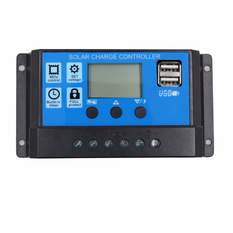 PWM Gréine Carger Rialaitheoir 60A 50A 40A 40A 20A 20A 20V 10A 12V 12V MAOINE CATORY LCD Dual USB PANEL PINEY RIALACHAS MAX 50V PV Ionchur