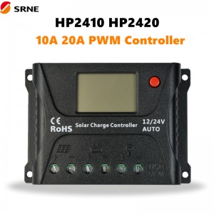 SRNE PWM Gréine Muirear Greille Rialaitheoir 12V N24V 10A 20A LCD Max 55V do chóras ceallraí litiam litiam luaidhe painéil gréine