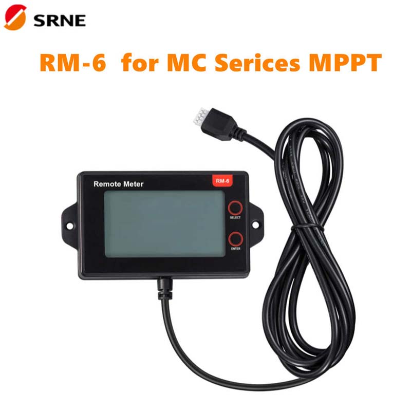 SRNE RM-6 Méadar iargúlta LCD taispeáint do MC24 Sraith MPPT 20A 30A 40A 40A 50A Ceannasaí Gréine Gréine