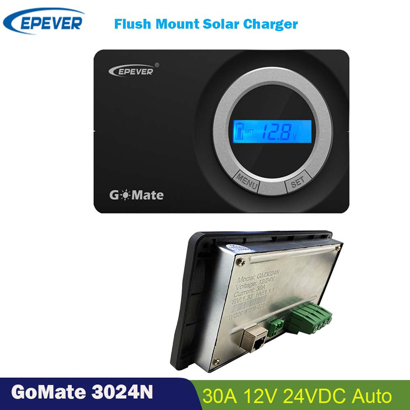 Rialtóir Ceallraí Rialaitheoir Gréine Gréine Rialtóir 12V 24V LCD Taispeáin Flush Mount Go huathoibríoch le haghaidh campála campála soitheach RV
