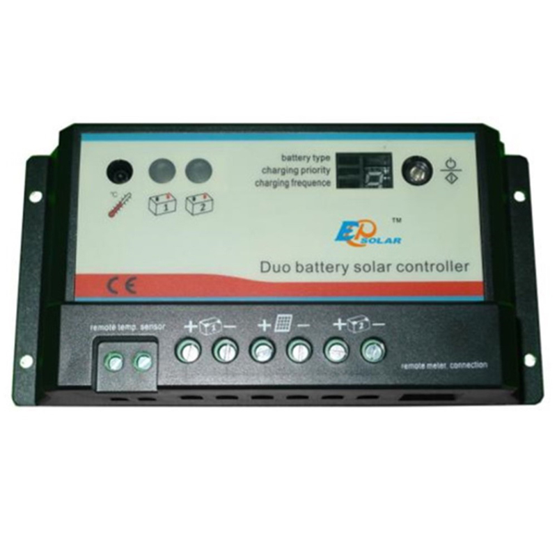 Rialaitheoir Dual Gearrdhearcadh Gréine Rialaitheoir 10A20a Duo-Battery Rialtóir le LCD Méadar iargúlta MT-1 Epsolar Eppdb-com