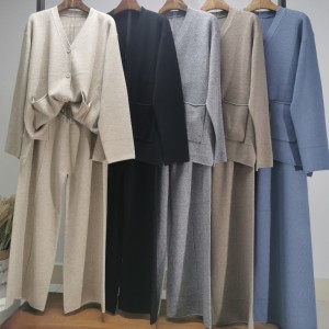 Geansaí olann shimplí shimplí shimplí dhá phíosa socraithe cardigan beag 69059n