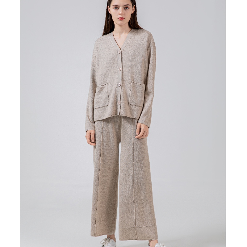 Geansaí olann shimplí shimplí shimplí dhá phíosa socraithe cardigan beag 69059n