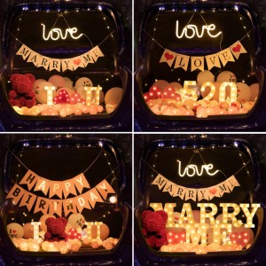 Aibítir Saincheaptha Uimhir Araibis Marquee Soilse 3D LED Litir Litir Síniú Oíche Allamuigh le haghaidh Maisiú Féile Bainise Óstán Barraí