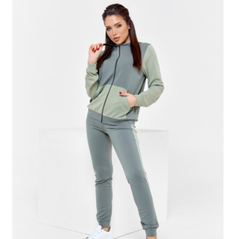 Sweatshirt zip cniotáilte le cochall agus pócaí