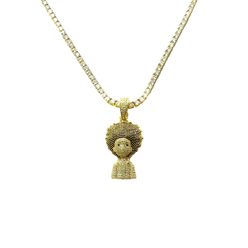 Zircon Soladach Pléascach Ceann Hip Hop Necklace