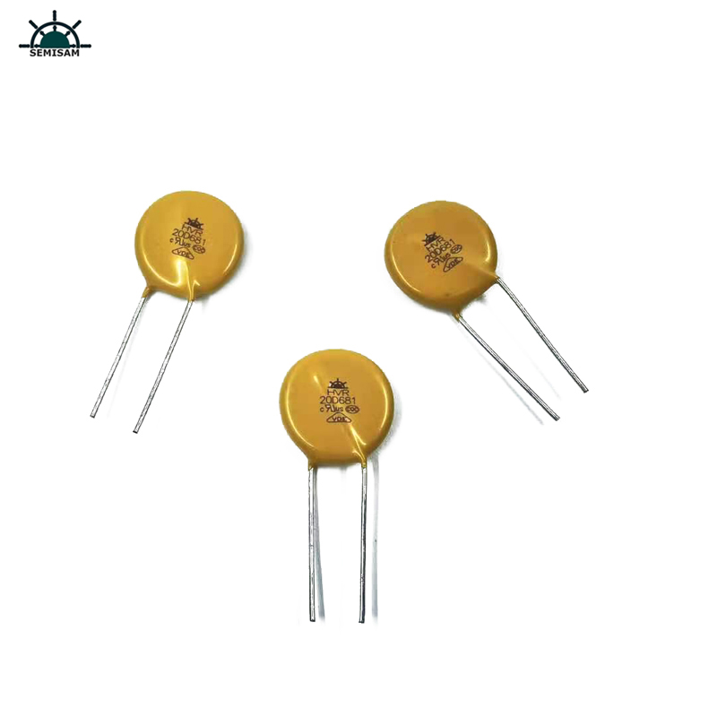 Comhpháirteanna Leictreonaic ODM tSín, Buí Mov 20mm HVR20D681K Varistor Ocsaíd Sinc do threalamh soláthair cumhachta