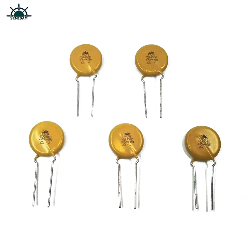 Comhpháirteanna Leictreonaic ODM tSín, Buí Mov 20mm HVR20D561K Varistor Ocsaíd Sinc d'fhearais tí
