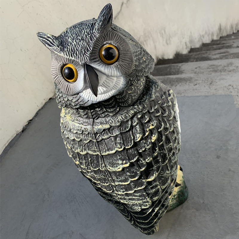 Plaisteach Rothlach Ceann Insamhladh Owl Ornáideach Allamuigh Fiach Outdoor Decoy Lawn Patio Patio maisiúcháin éan maisiúcháin lotnaidí cosantóir gairdín repellent