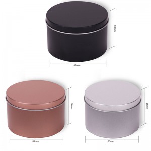 8OZ Tinplate Tinplate Black Candle JAR Aromatherapy Miotal Pacáistiú Jar 85 * 50mm