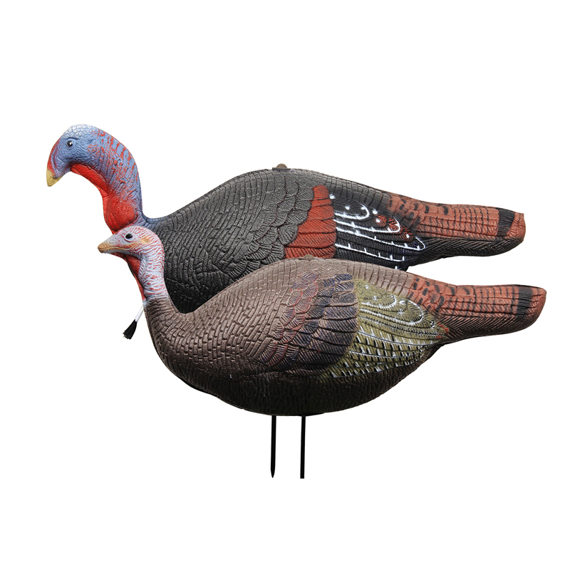 1 péire lifelike liftike titim Jake&Hen Turkeys Decoy le haghaidh Fiach le Geallta Iompraíonn Mála Tite Lightweight