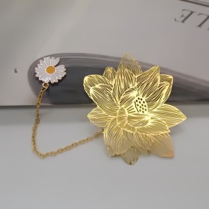 Prás Bolscaireachta Leabharmharcanna Fógraíocht Óir Hollowed Out Logo Souvenir Metal Bookmark