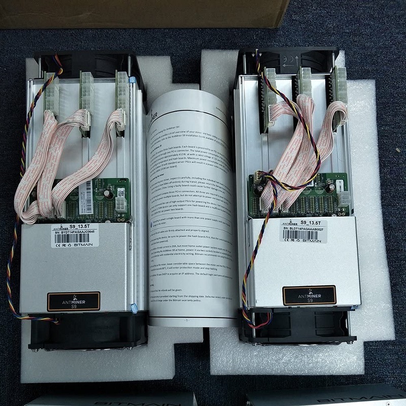 Bitcoin Miner Cineálach Antminer Antminer S9 13.5T 13500GH/S, 0.098 J/G éifeachtúlacht cumhachta, 13.5úns bitmain S9 16NM 1372W BM1387, le soláthar cumhachta