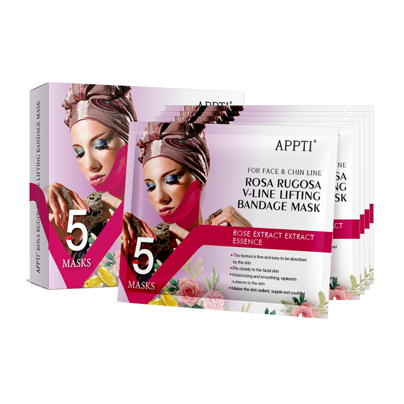 Appti Rose Rugosa V-líne ardaithe masc bandage aghaidh aghaidh slimming strap áilleacht dúbailte smig smig masc chun smig a ardú agus craiceann a dhéanamhníos doichte
