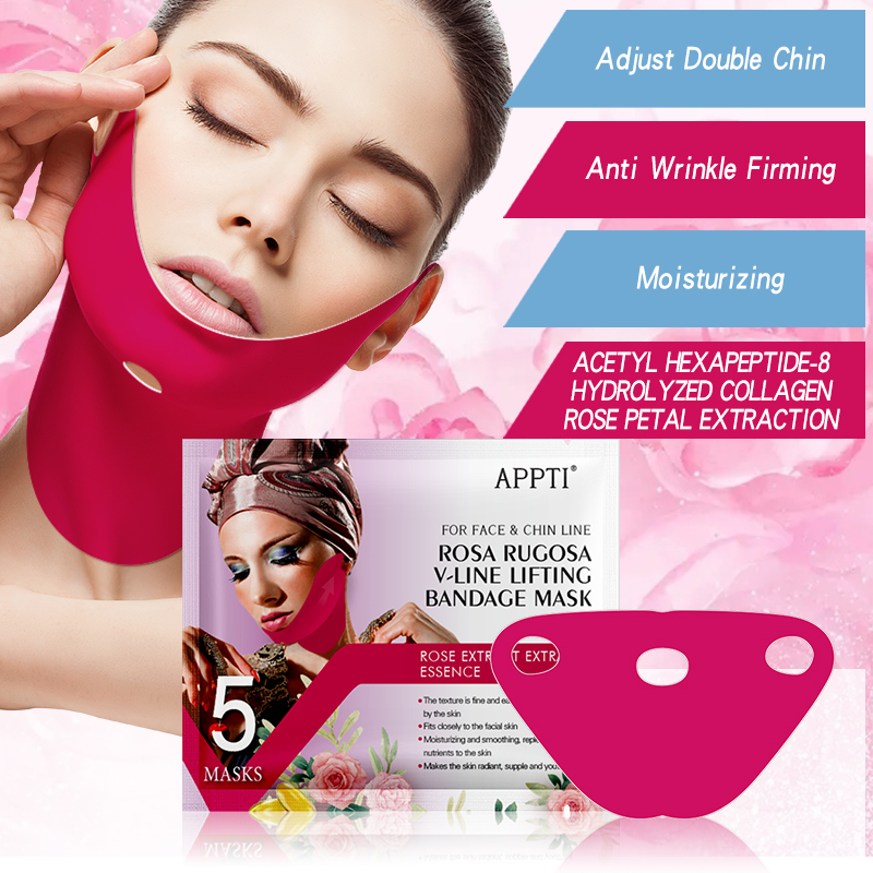 Appti Rose Rugosa V-líne ardaithe masc bandage aghaidh aghaidh slimming strap áilleacht dúbailte smig smig masc chun smig a ardú agus craiceann a dhéanamhníos doichte