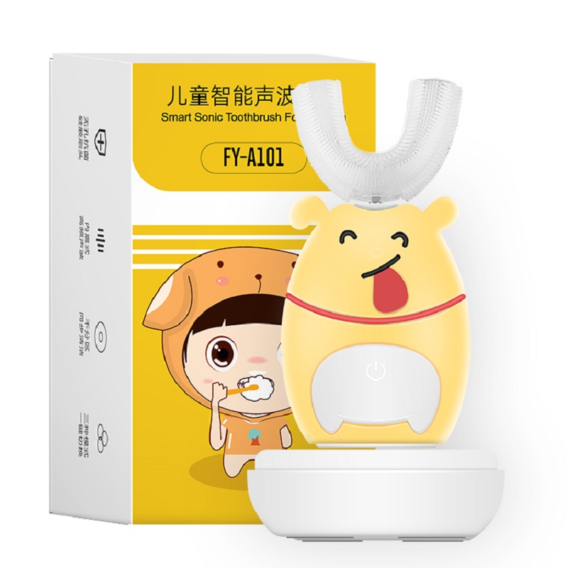 Sábháilte Silicone Ultrasonach Kids 'Leictreach Toothbrush Kids Ceol Scuab le Spraoi