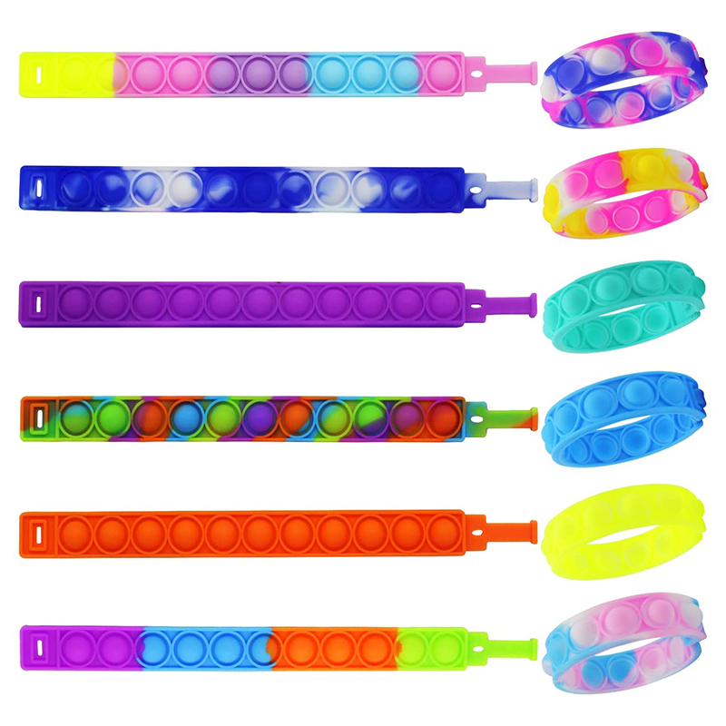 Brúigh Bubble Kids Bréagáin Fidget, Daoine Fásta Silicone Fidget Pop Bracelet