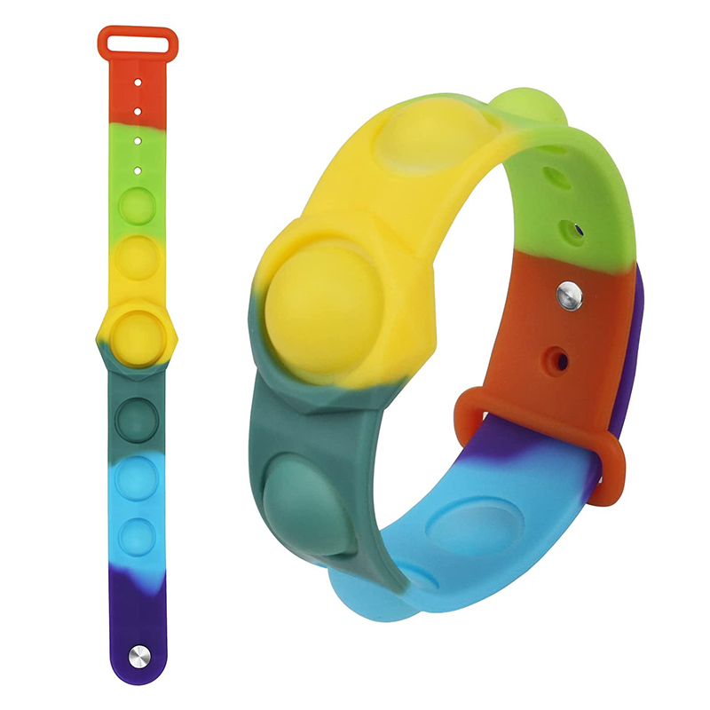 Kids Silicone Pop Fidget Bracelet agus Bréagáin Wristband, Brúigh Bearta Fásta Bronntanas Bronntanais Bronntanais Strus Bubble Céadfach