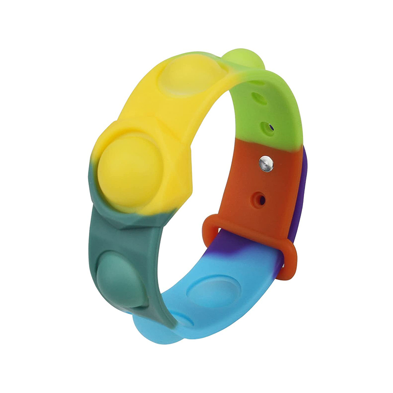 Kids Silicone Pop Fidget Bracelet agus Bréagáin Wristband, Brúigh Bearta Fásta Bronntanas Bronntanais Bronntanais Strus Bubble Céadfach