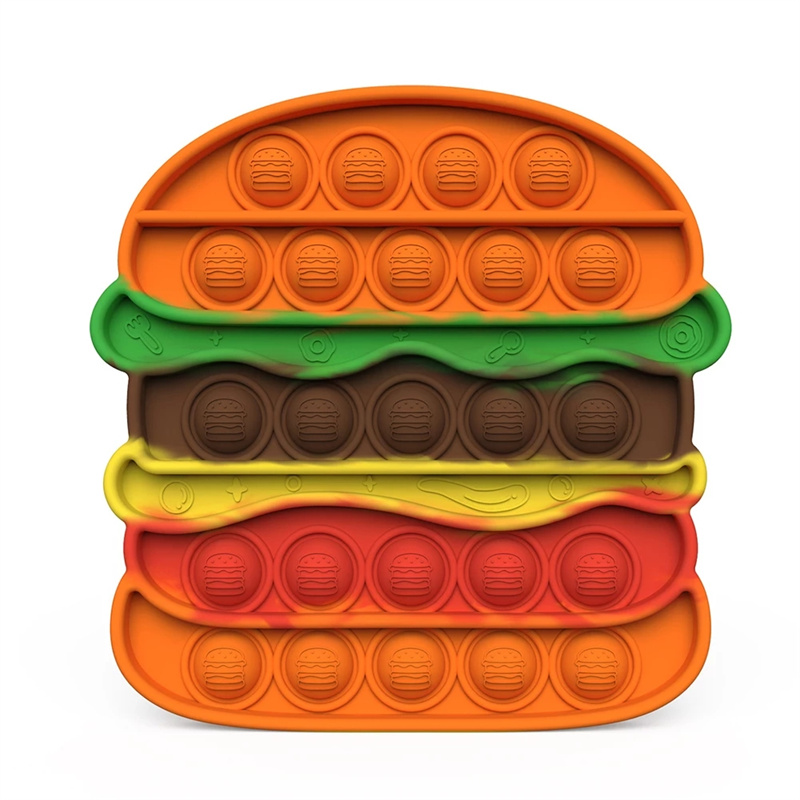 Silicone Brúigh Bubble Hamburger Fidget Toy, Uathachas Riachtanais Speisialta Strus Reliever Antistress Fidget Bréagáin