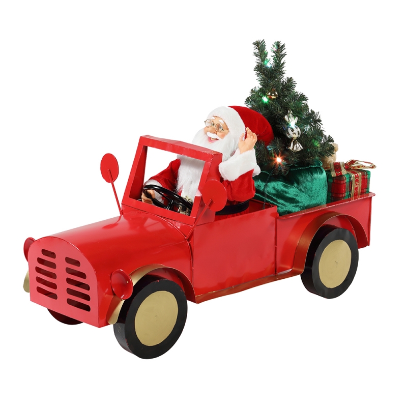 160cm beoite beoite beoite Santa Claus ina shuí ar ornáidí Nollag Truck Bailiúchán Maisiú Saoire Figurine AC Adapter