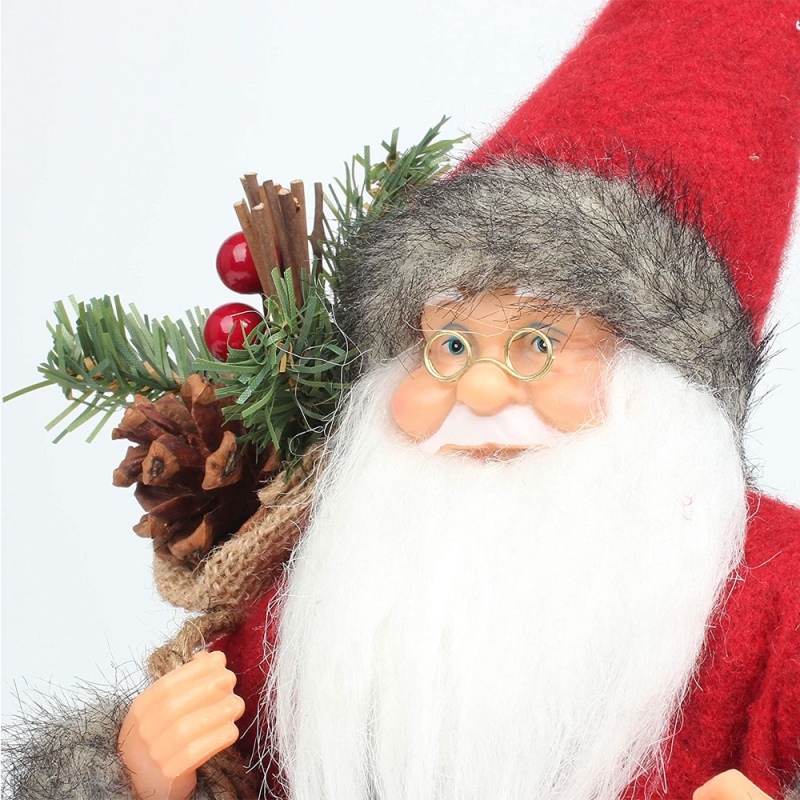 14Inch Figiúr maisiú ornáid ornament dearg Santa Claus le lampa ola agus cón péine i bhféile saoirena Nollag Mála