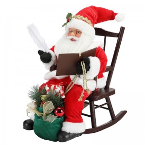 45CM Santa Claus ina shuí ar scríbhneoireacht chathaoirleach agus léamh leabhar maisiúcháin figurine Bailiúchán Féile Fabraic Mír Saincheaptha