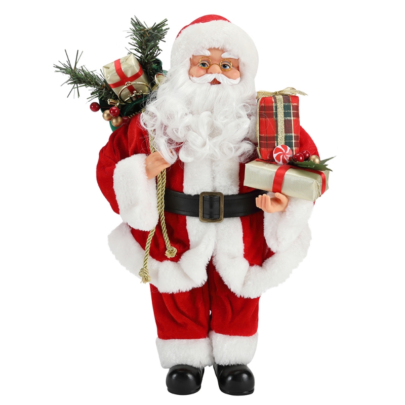 42cm Seasamhna Nollag Santa Claus ornament Maisiú Maisiú Figurine Féile Saoire Féile Saoire Xmas Plush Mír